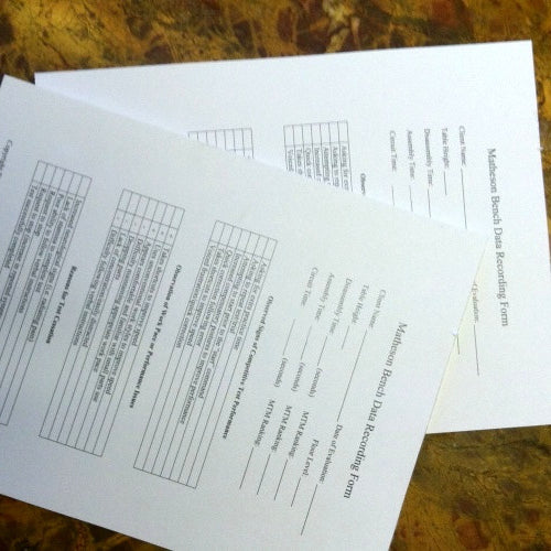 Matheson Bench Data Recording Forms
